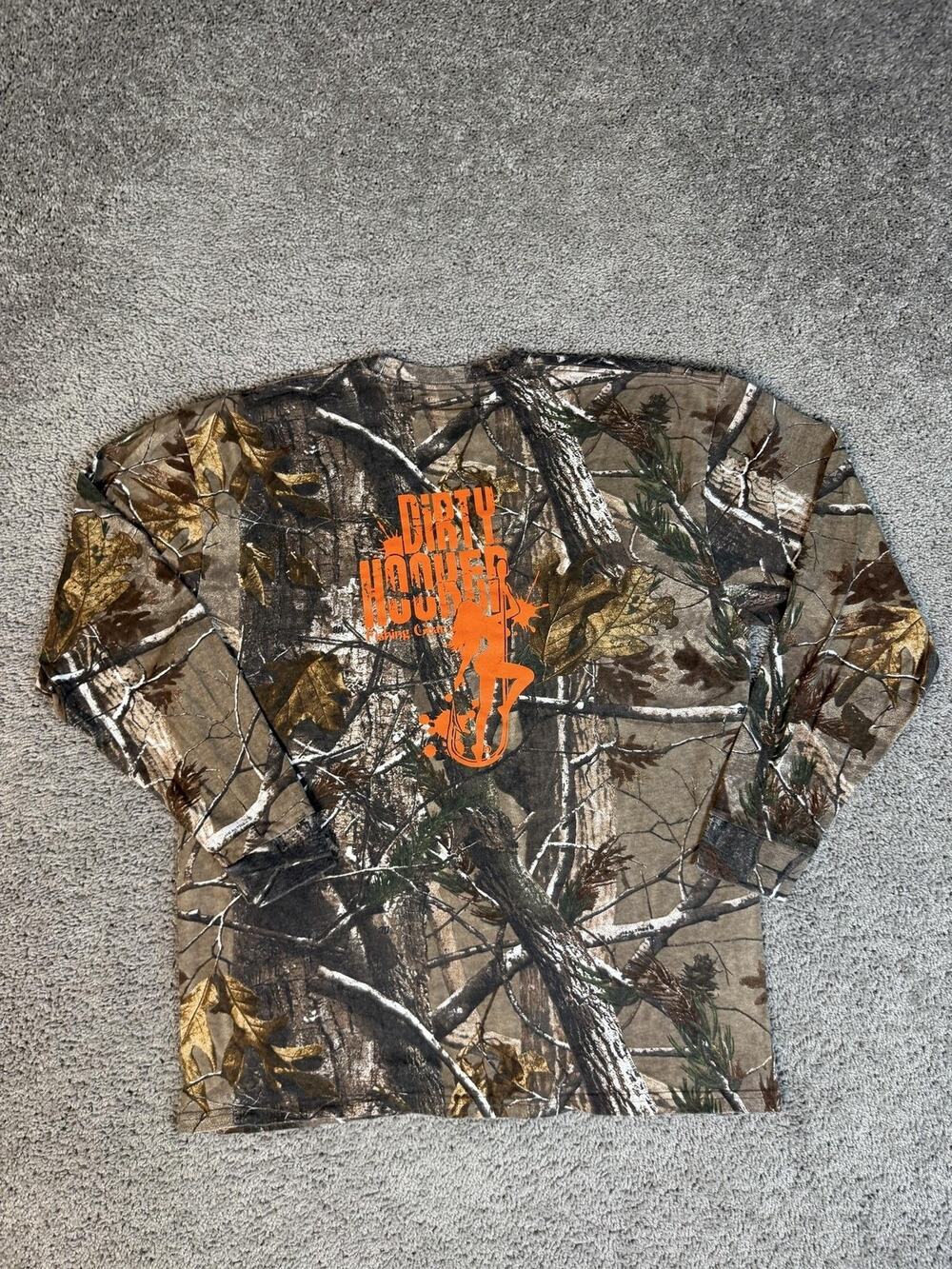 Dirty Hooker Shirt Mens 2XL Brown Fishing Camouflage Russell Outdoors